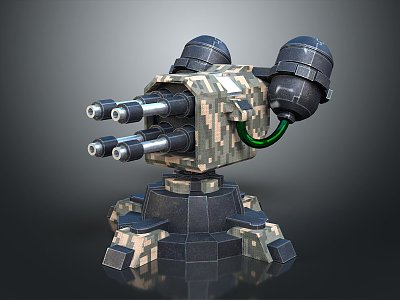 modern turret turntable sci-fi tower defense game tower defense model