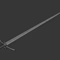 Classic Medieval Sword Featuring Crossguard Black Hilt and Sharp Metallic Blade 3d model