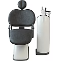 Modern Dental Chair With Gray Upholstered Seat Backrest And White Instrument Arm