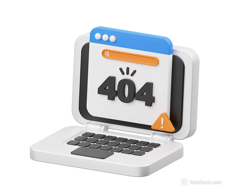 Laptop Screen Displaying 404 Error Page With Search Bar And Warning Icon 3d model 