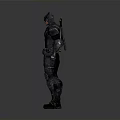Batman Character In Black Armor Suit With Helmet And Weapons Standing Pose
