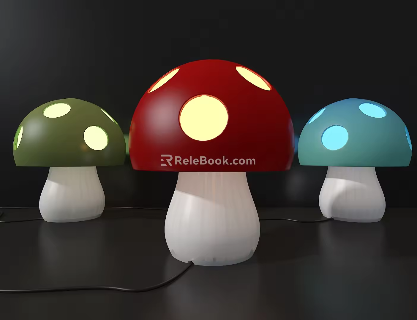 Mushroom night light cartoon table lamp 3d model