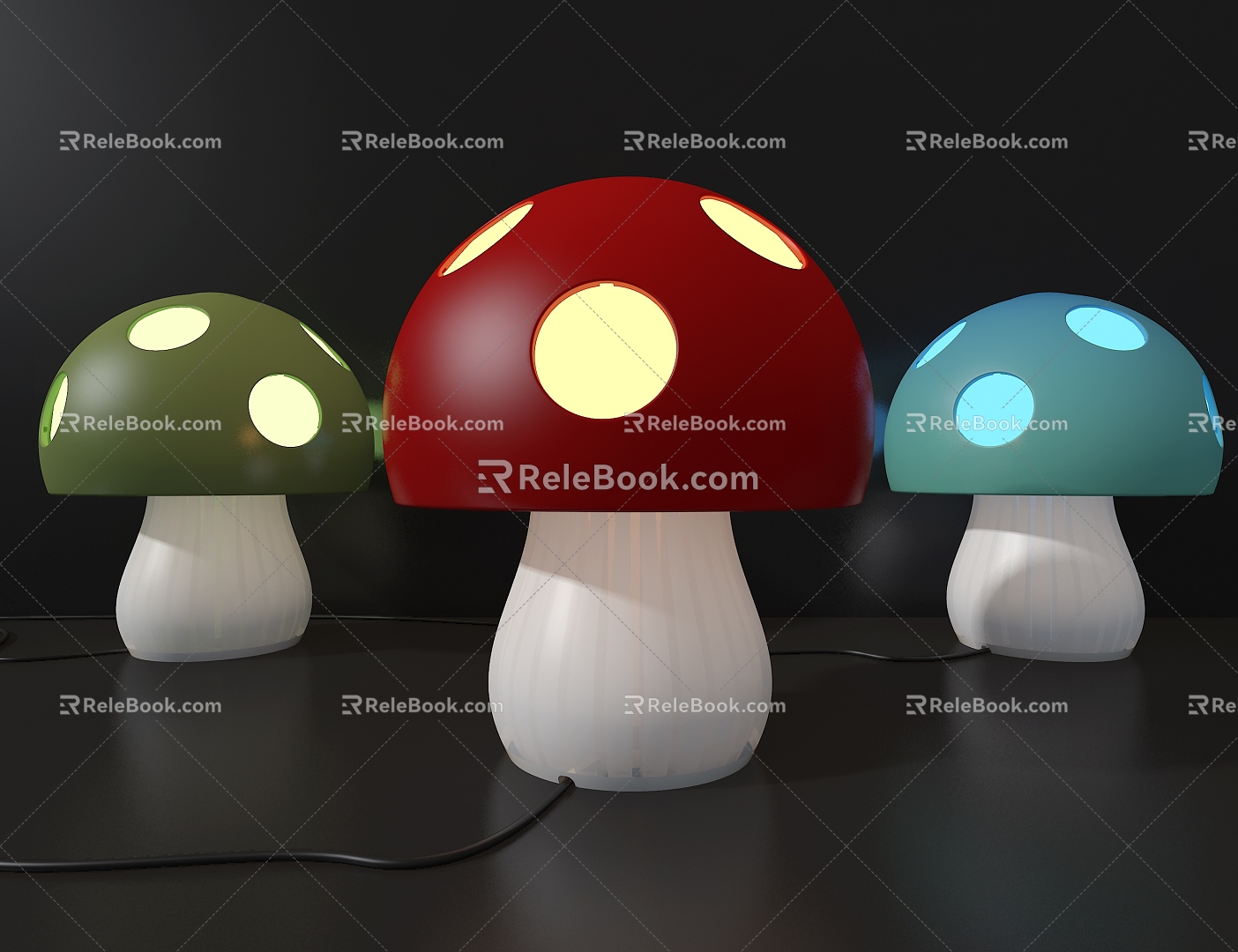 Mushroom night light cartoon table lamp 3d model