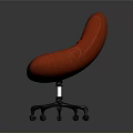 Red Striped Swivel Chair With Upholstered Seat And Wheel Base