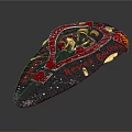 Red And Black Decorative Art Piece With Gold Accents And Mayhem Blood Lettering