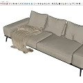 Modern three-person sofa living room sofa tofu block sofa I-type sofa 3d model