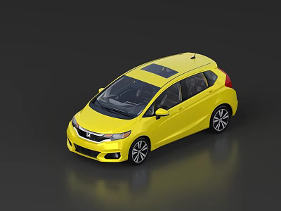 Honda Yellow Hatchback Car With Sunroof And Black Alloy Wheels 3d model