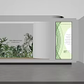 Modern Window Display With Green Plants White Background And ART Poster