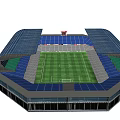 Stadium 3D Model Designs From Different Angles With Green Pitch And Colored Stands 3d model