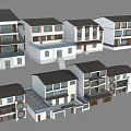 Modern Multi Storey Building Facade Design Concepts With Different Window And Balcony Styles 3d model
