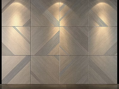 Geometric Patterned Tile Wall Design With Recessed Lighting And Textured Surfaces 3d model