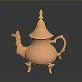 Ornate Copper Teapot With Traditional Carved Patterns Decorative Base And Handle