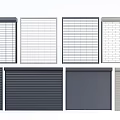 Various Modern Roller Shutter Designs With Grid And Striped Patterns In Different Colors 3d model