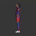 Red And Blue Striped Jersey With Red Shorts Blue Socks And White Sneakers Sports Outfit