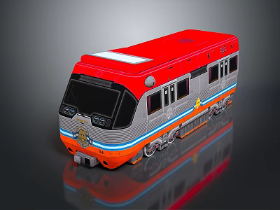 Red Modern Train With Streamlined Design Shiny Exterior And Windows 3d model