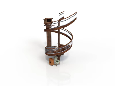 Elegant Wooden Spiral Staircase With Curved Handrail And Support Structure As Home Furniture Design 3d model