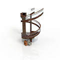 Elegant Wooden Spiral Staircase With Curved Handrail And Support Structure As Home Furniture Design