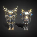 Fantasy Ornate Armor Models With Gold Blue Accents And Intricate Designs