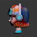 Woman With Colorful Hair Wearing VR Headset And Headphones In Stylish Futuristic Design