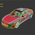 Red Modern Sports Coupe Car Featuring Black Roof Shiny Black Wheels And Sleek Exterior