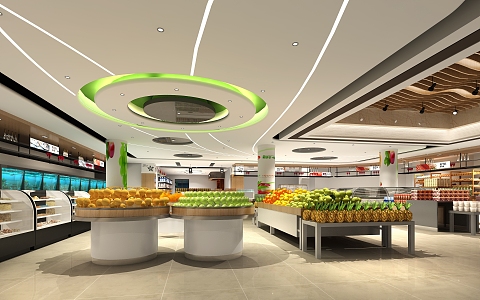 modern supermarket fruit area 3d model