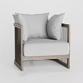 Modern Single Sofa With Light Gray Fabric Wooden Frame And Comfortable Armrests 3d model