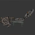 Vintage Mechanical Car Model With Gears And Metal Parts On White Surface