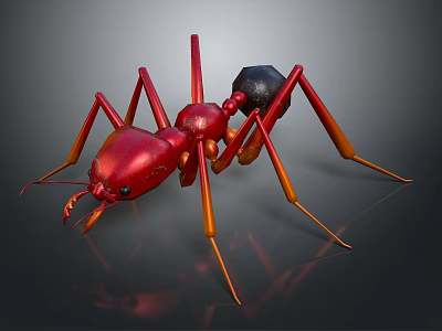 Detailed Red Ant 3D Model With Black Abdomen And Orange Legs 3d model
