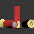 Red And Gold Shotgun Shells As Tactical Ammunition Equipment With Brass Base And Ribbed Casing