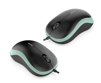 Two A4TECH Wired Computer Mice with Black and Light Green Edges Design 3d model