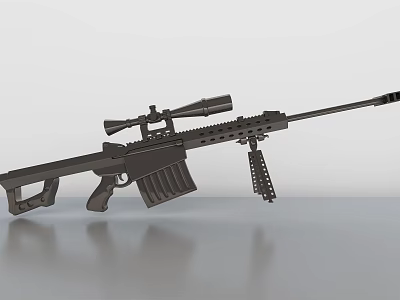 Modern Black Tactical Sniper Rifle With Scope Magazine And Bipod 3d model