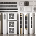 Modern Air Conditioners And Fans Featuring Standing Wall Mounted Units And Grilles