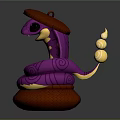 Cute Purple Snake Character Wearing Brown Hat With Coiled Body Yellow Belly And Smiling Face
