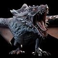 Dynamic Dragon Sculpture with Open Mouth Spread Wings Sharp Spikes And Detailed Texture