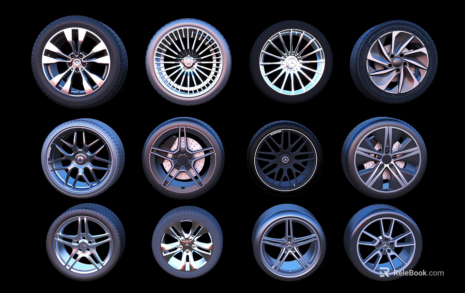 Car Wheels Collection Featuring Various Designs And Stylish Patterns For Vehicles 3d model
