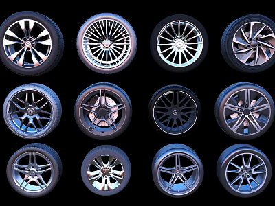 Car Wheels Collection Featuring Various Designs And Stylish Patterns For Vehicles 3d model