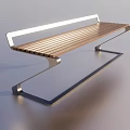 Modern Outdoor Landscape Bench With Wooden Slats And Metal Frame Design