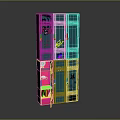 Metal Lockers With Graffiti Art Open Door Pink Interior Smiley Face And Stars Design