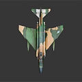 Military Airplane Model with Camouflage Green and Orange Paint and Tail Number 07