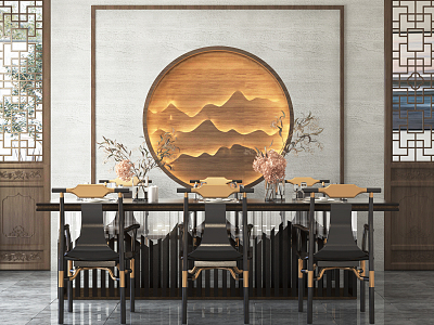 New Chinese Dining Table and Chair Combination model