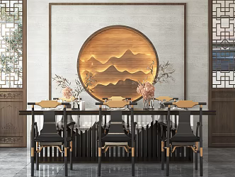 New Chinese Dining Table and Chair Combination 3d model