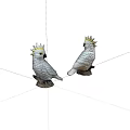 White Parrot Decorative Figurines With Yellow Crests And Stone Bases