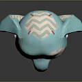 Blue Plush Elephant Toy With Big Orange Eyes Zigzag Pattern Ears And White Belly