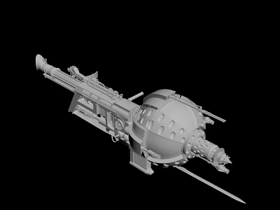 Intricate Sci Fi Mechanical Device 3D Render With Long Cannon And Gear Components 3d model