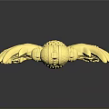 Golden Eagle Shaped Clothing Accessory Badge with Crown and Decorative Wings