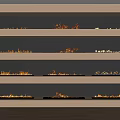 Elegant Modern Multiple Layered Fireplaces with Flames in Interior Design 3d model