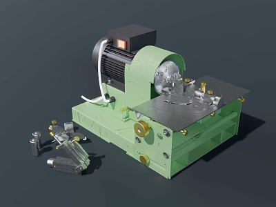 Green Industrial Equipment With Electric Motor Control Panel And Metal Platform Mechanical Components 3d model