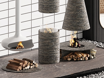 Modern Fireplace Electronic Flame Stove 3d model