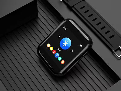 Smart Watch With Bluetooth Connection And Colorful App Icons 3d model