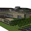 Commercial Complex With Modern Glass Facade Multi Storey Design And Green Landscaping